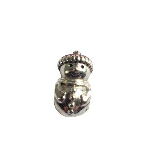 Pandora Snowman Red Enamel Christmas Hat 925 Sterling Silver Charm #798478C01